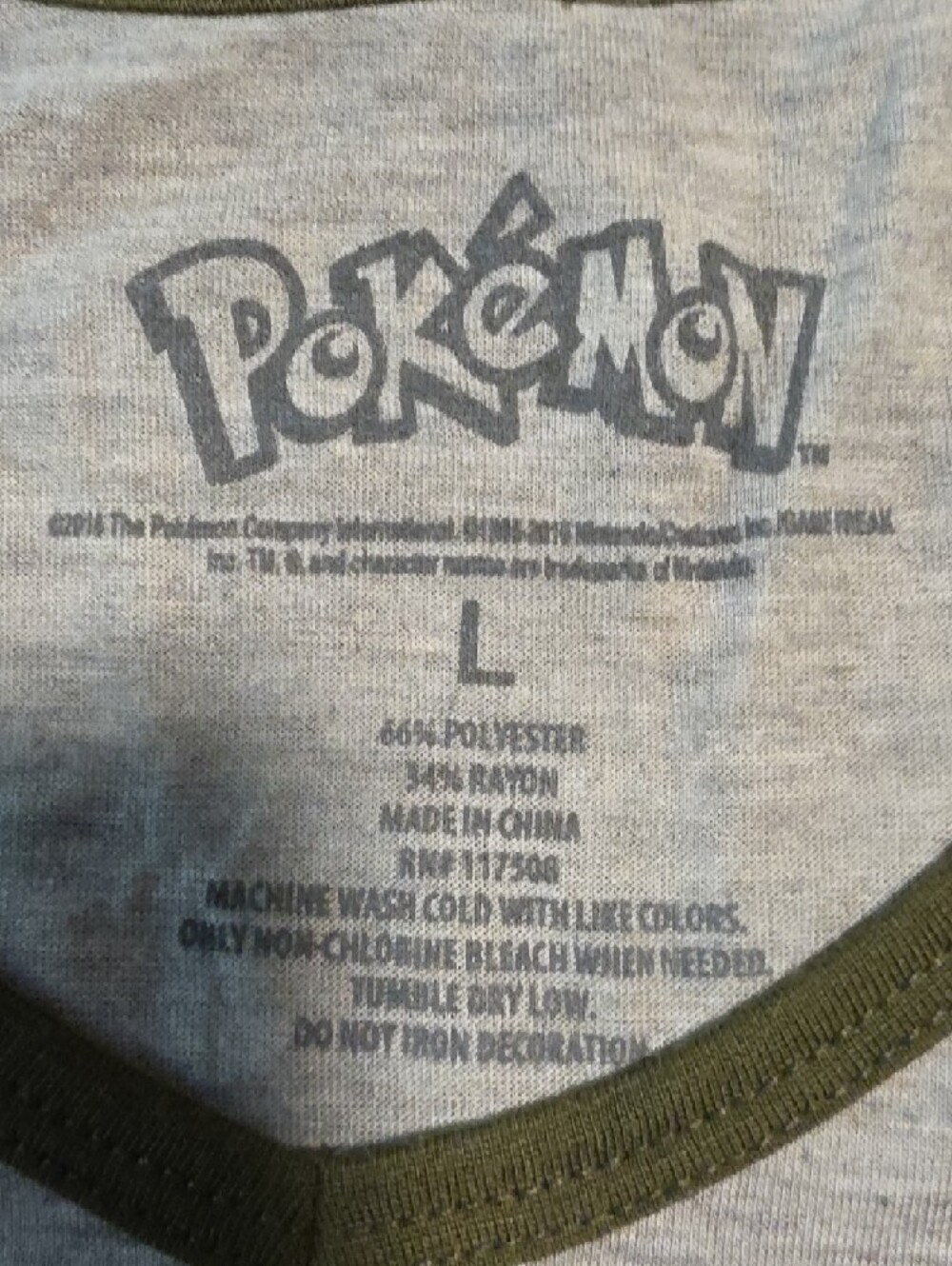 Grey & Green Pokemon Raglan Top - Picture 3 of 4